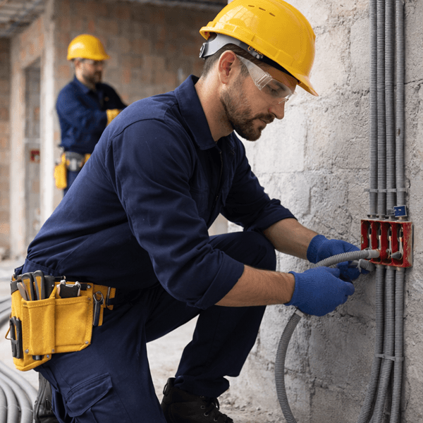 Yeni elektrik hatlarını güvenli şekilde döşer.